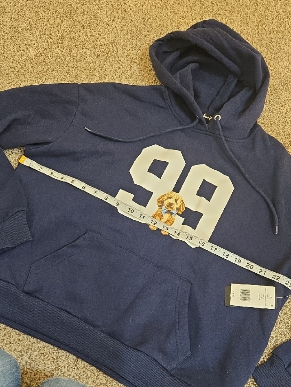 Justify Navy Pullover Hoodie with Logo Tag - Picture 2 of 5